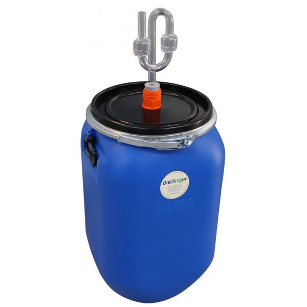 PE-Weithalsfass blau  quadratisch 60l mit  Gärdeckel